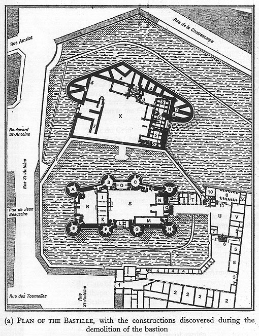 Plattegrond van de Bastille